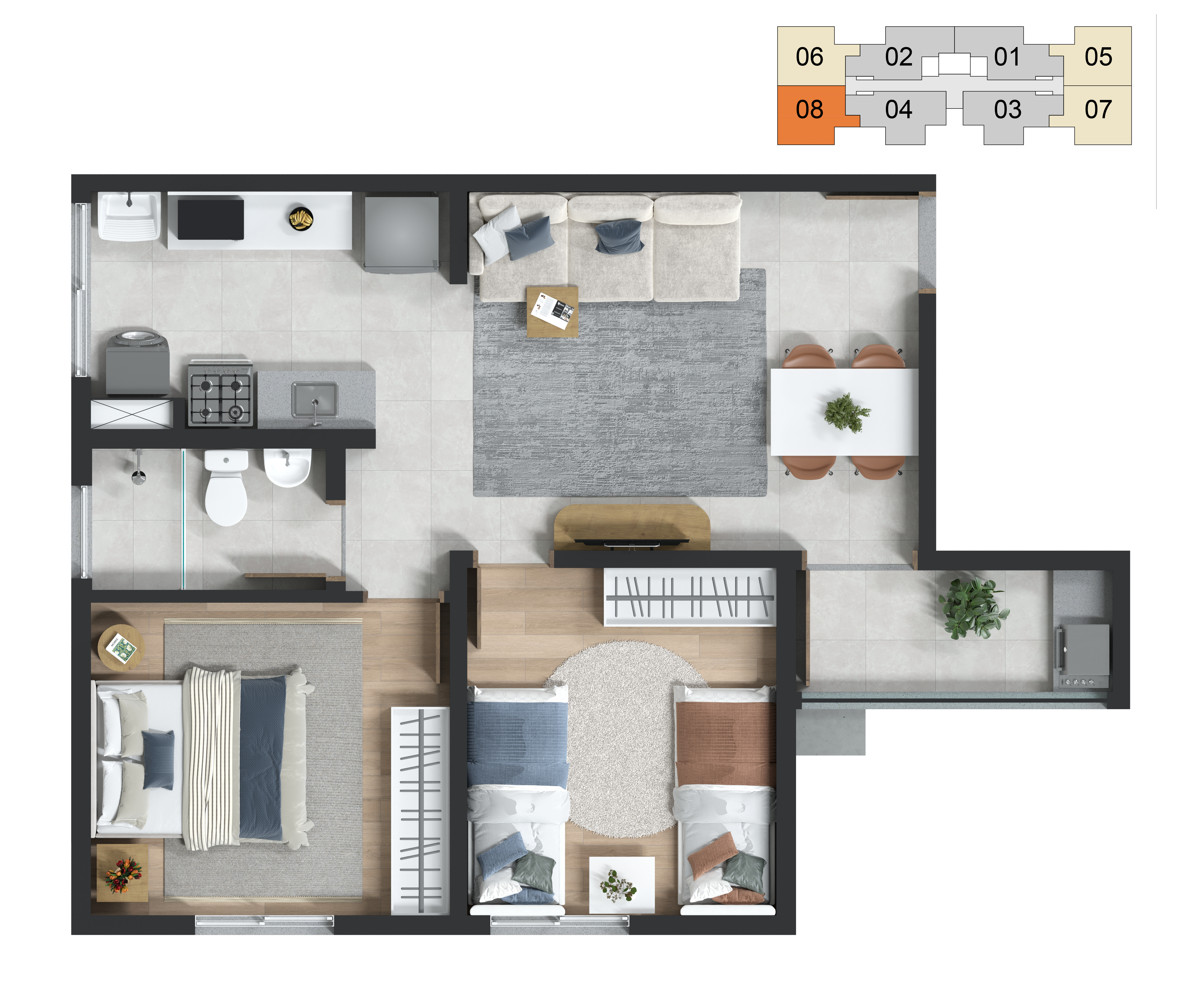 1- Planta 2D - tipo 1 - mosca