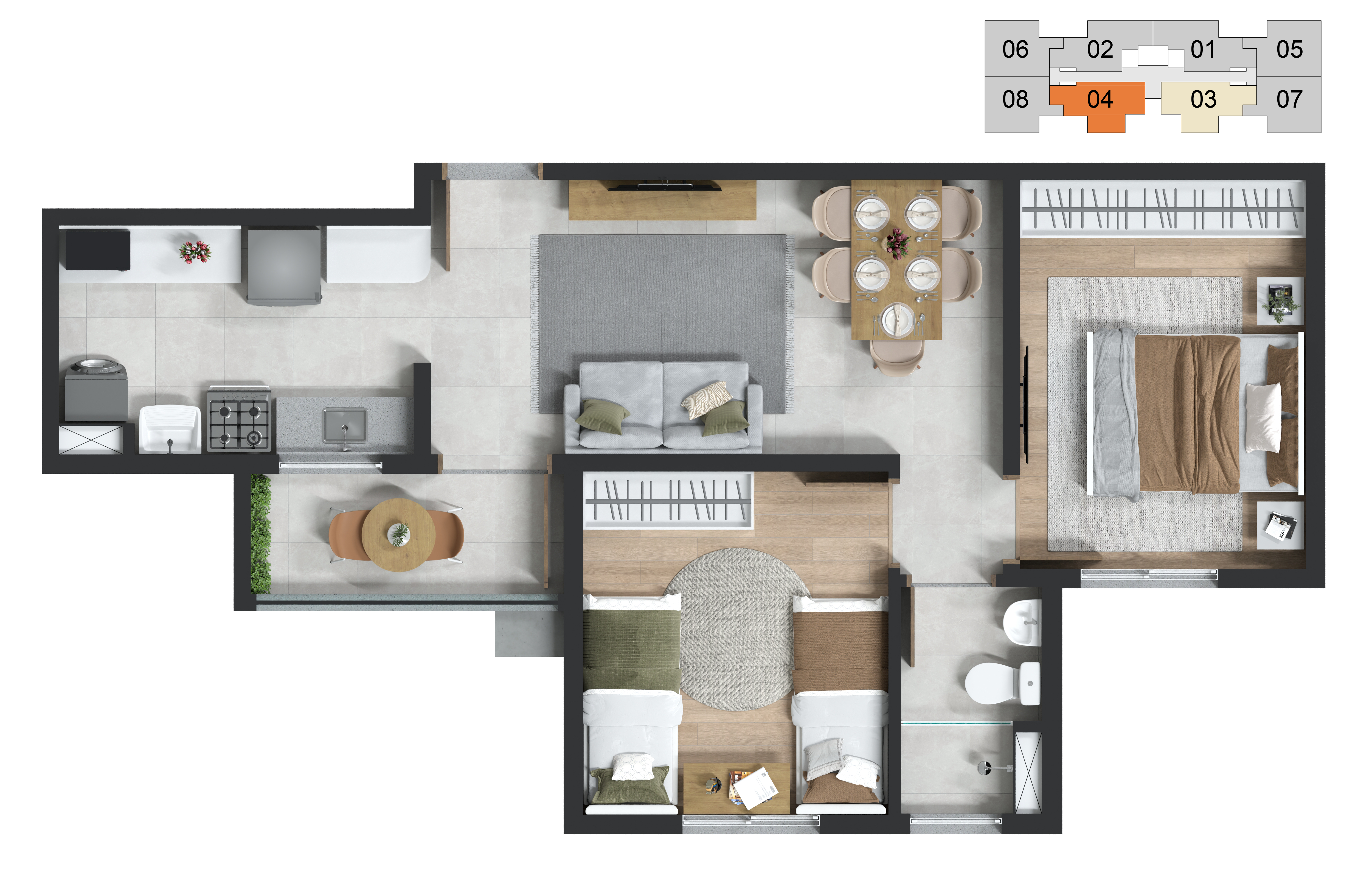 3- Planta 2D - tipo 3 - mosca