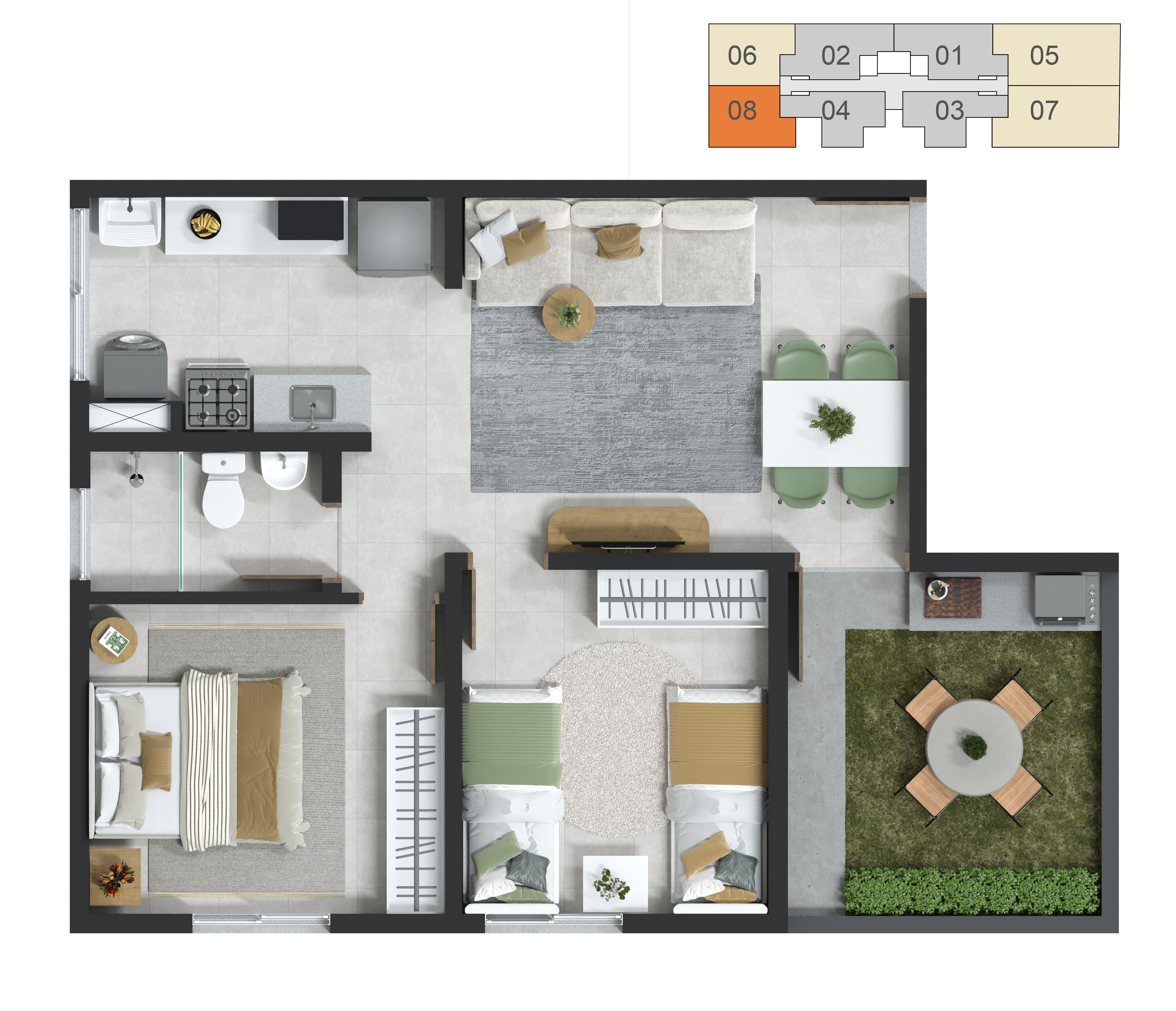 4- Planta 2D - área privativa 1 - mosca