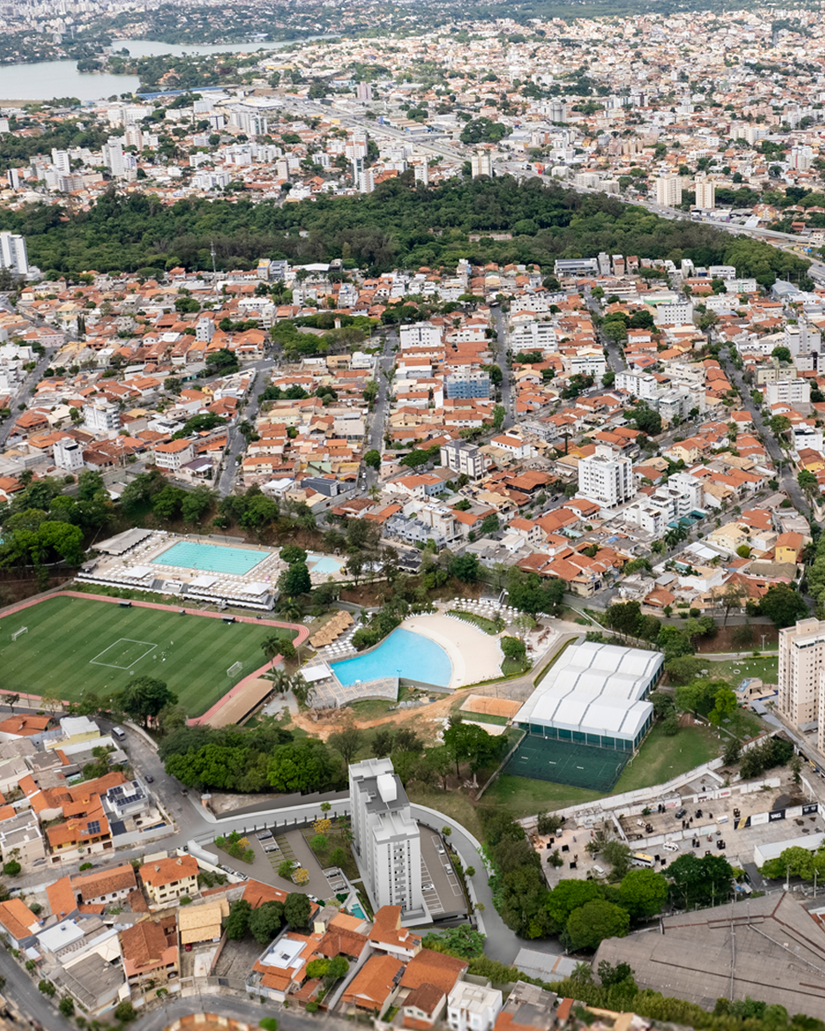 Implantação 3D com marcação do entorno - vista 1